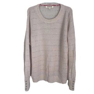 BODEN Vanilla Fluffy Textured Jumper Knit Crew Neck Jeweled Cuff Mohair Wool